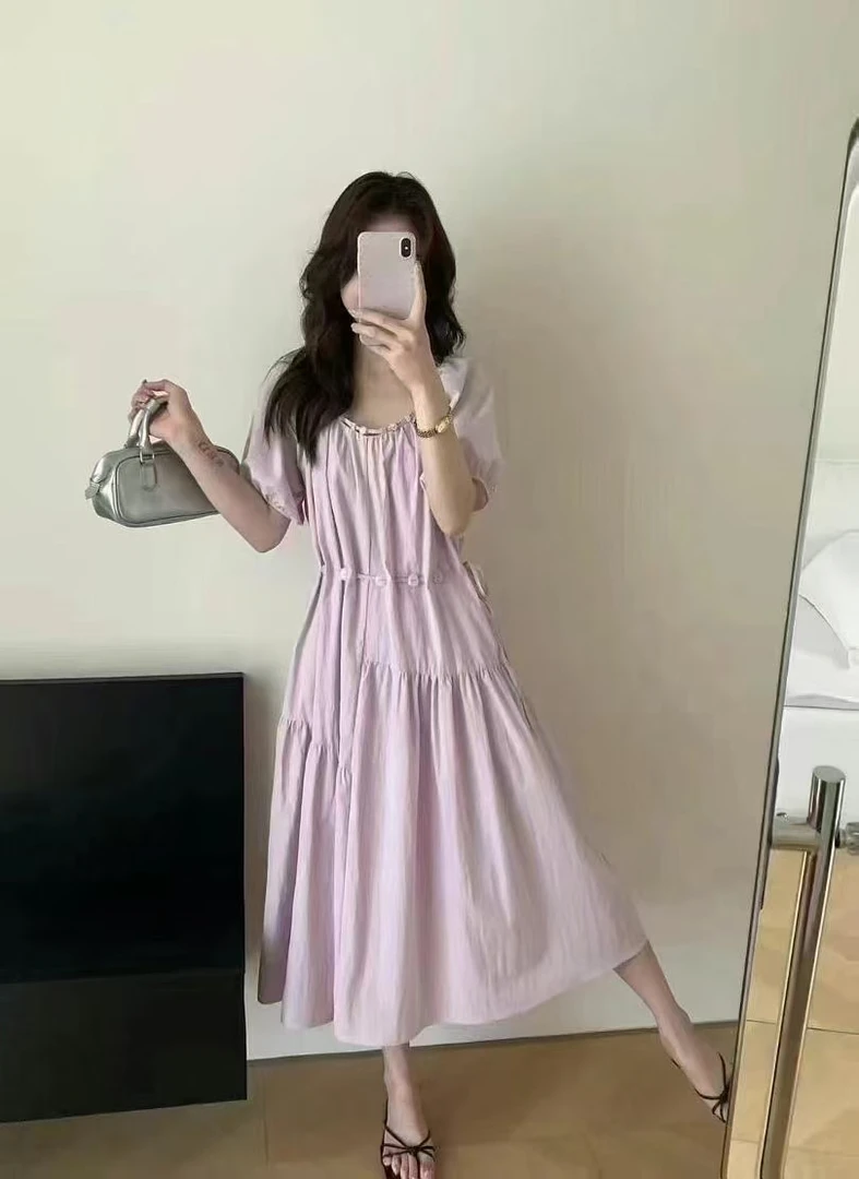 萱萱家夏季连衣裙显瘦气质时尚小众甜美收腰长裙
