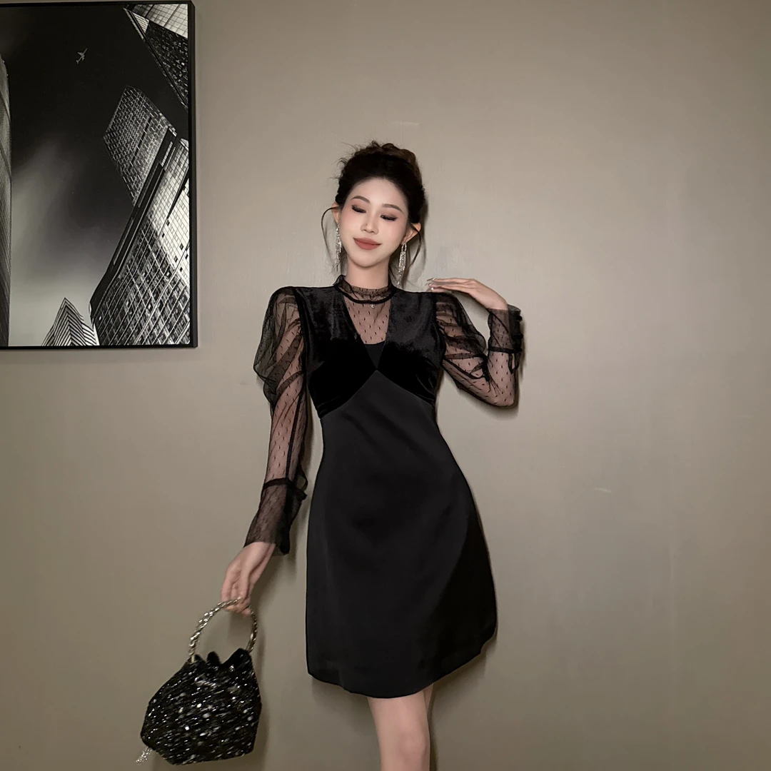 Pretty小众设计师品牌江江定制  时尚气质优雅名媛法式连衣裙3527