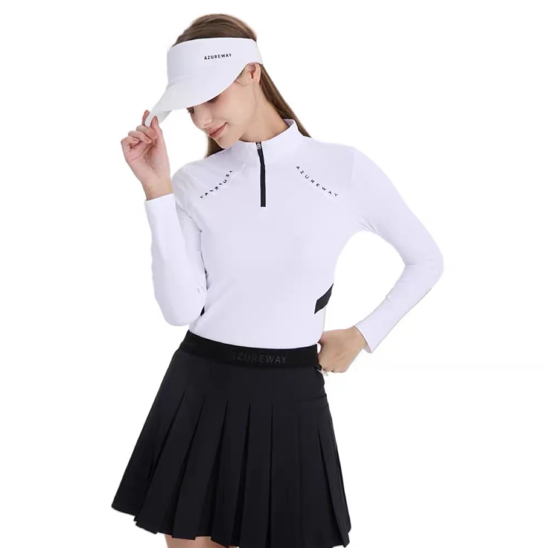 AW高尔夫女装长袖上衣秋冬新款拉链立领运动球衣golf服装速干透气