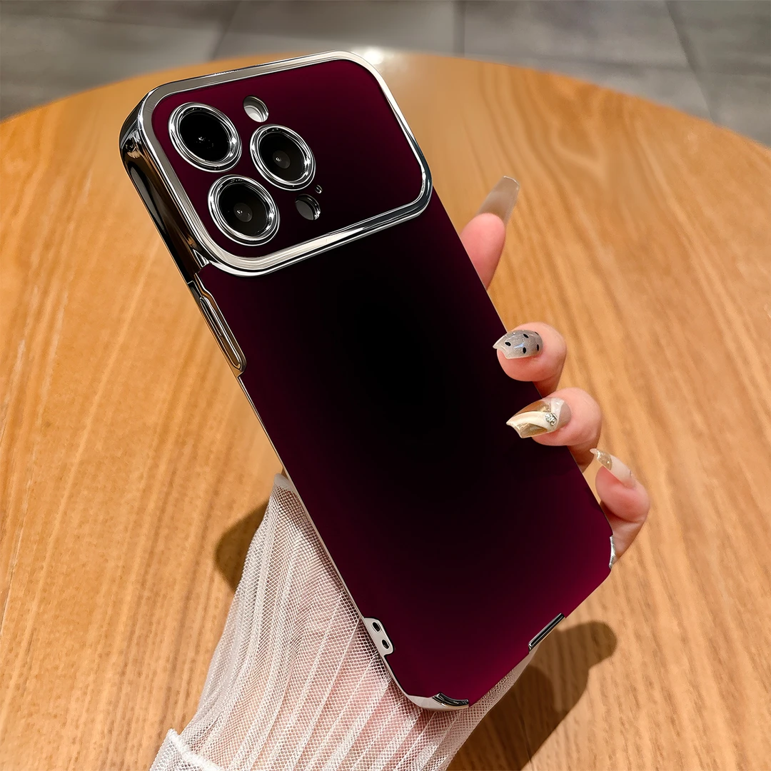 视觉黑红渐变适用于苹果17promax手机壳皮纹网红同款数码配件男女