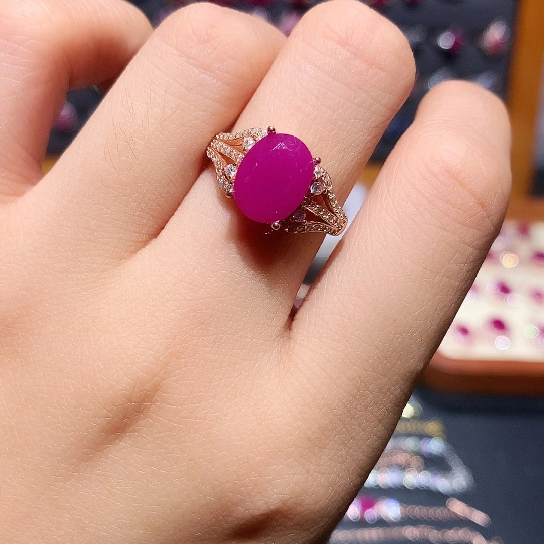 戒指银S925镶嵌红宝石