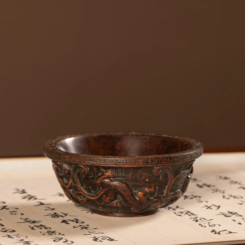 清代沉香木雕螭虎纹摆件老物件文玩古董收藏真品中式装饰摆件