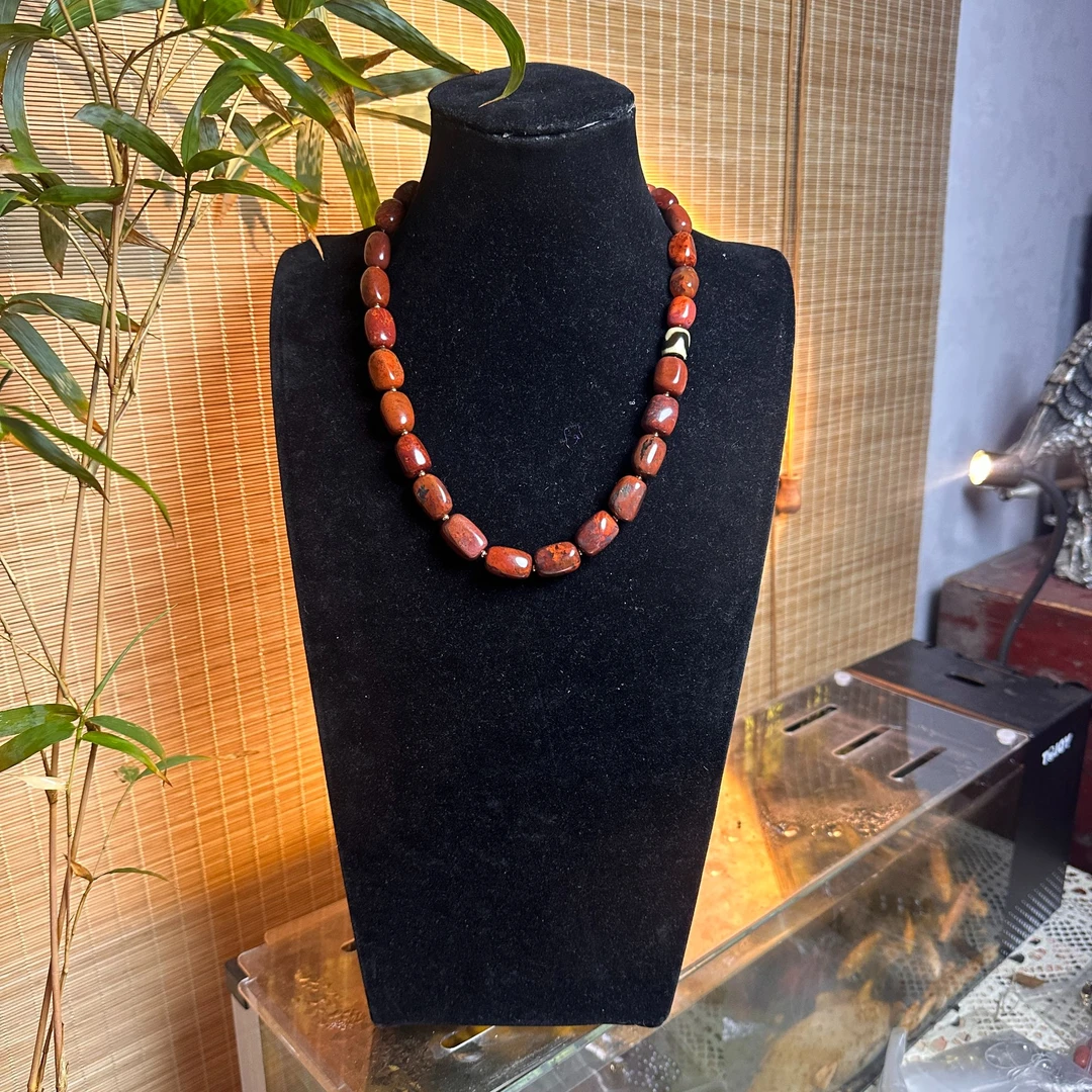 非金属珐琅项链 红色随形虎牙项链14+