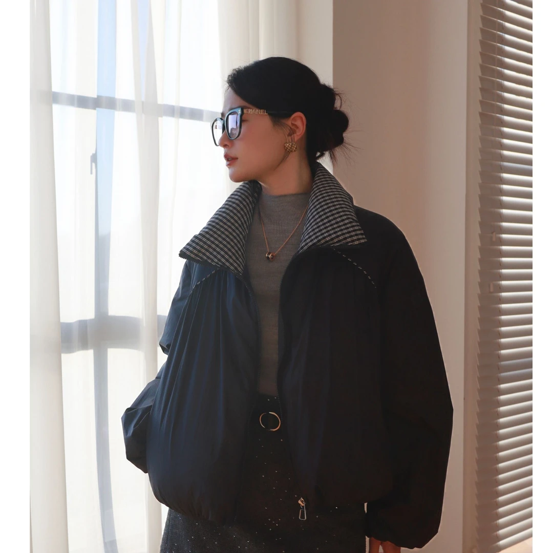 HELA AOMI“花苞羽绒” 90白鸭绒软壳立领短款羽绒服外套