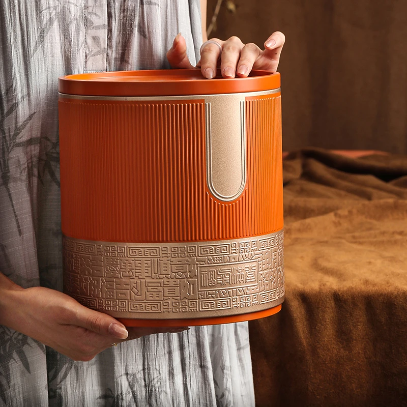 大号古树红茶茶叶罐凤凰单丛散茶桶普洱茶密封茶叶桶储存铁罐空盒