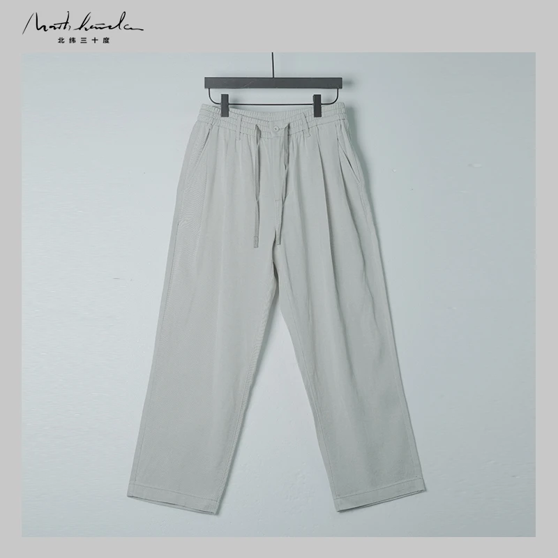 北纬三十度设计师男士莱赛尔亚麻百搭舒适夏季薄款宽松休闲裤子