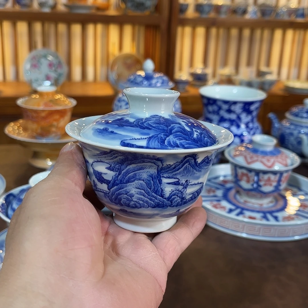 錡镇堂手工手绘盖碗