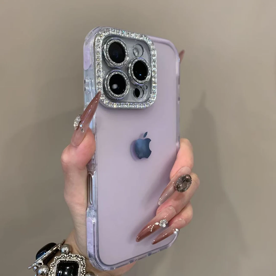 高颜值闪钻镜头果冻适用苹果16promax手机壳15pro新款14高级13