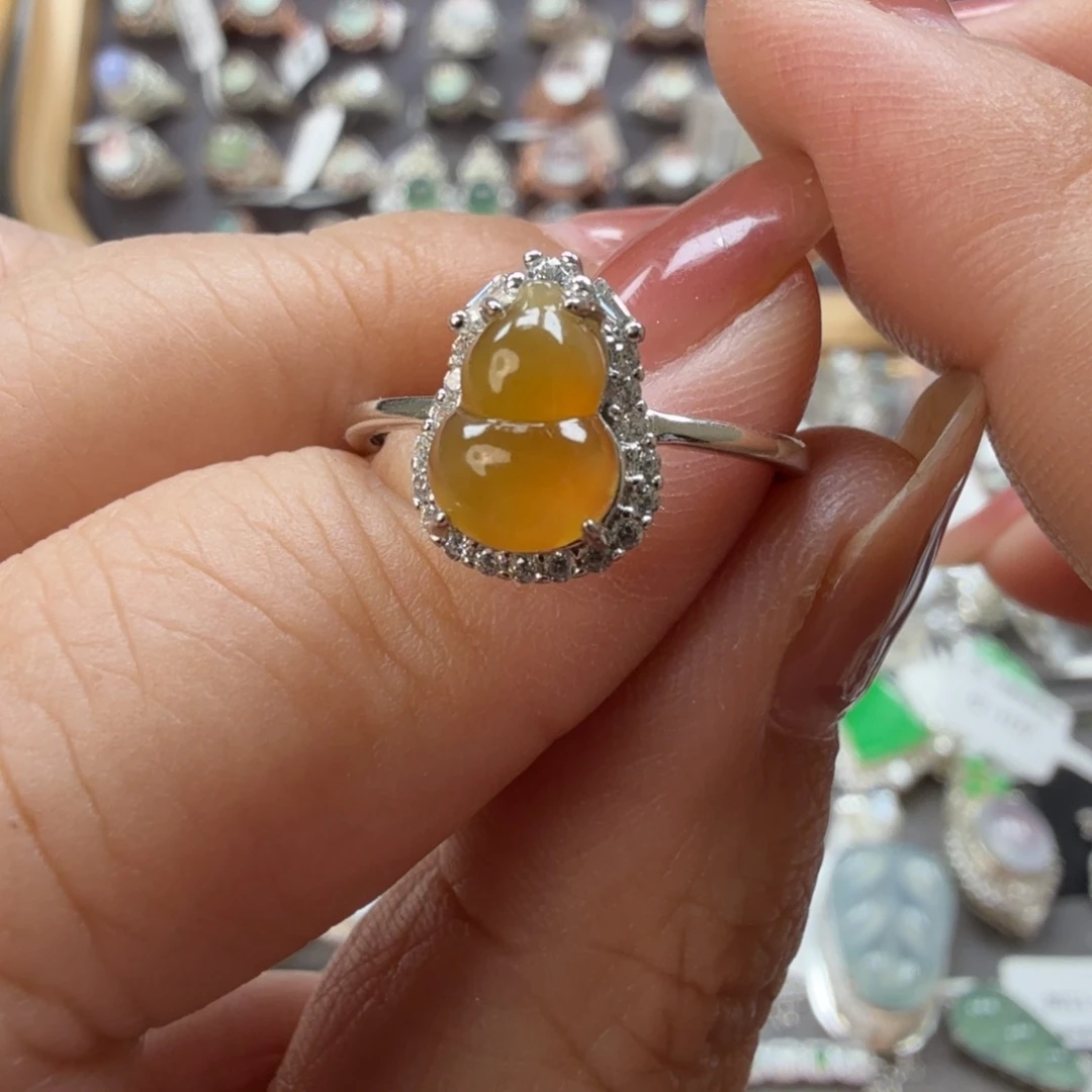 翡翠银S925镶嵌戒指8039