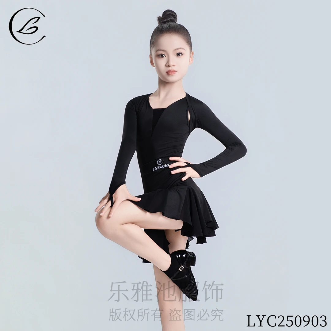 乐雅池少儿拉丁舞服月夜蔷薇分体套装女童练功服国标舞服250903