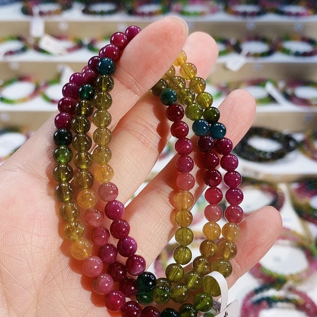 碧玺手链未镶嵌G2407三圈颜色微差