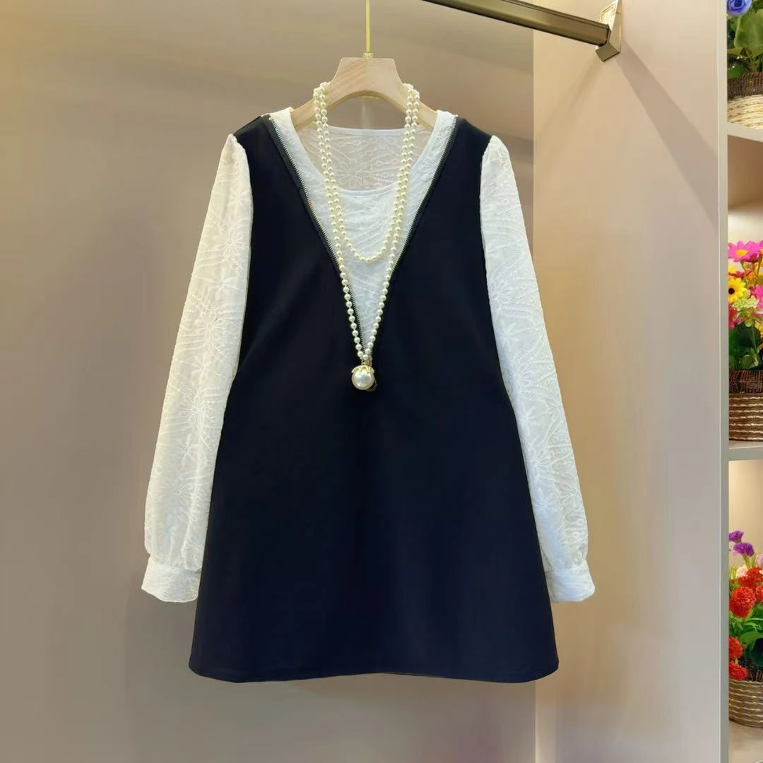 时尚欧货气质拼接小众后背蝴蝶结设计感小衫衣长72左右