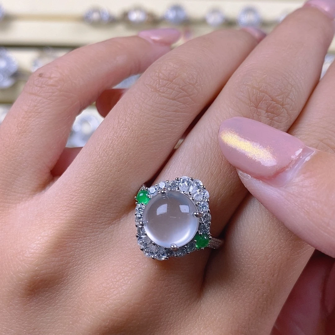 石英质玉银S925镶嵌戒指