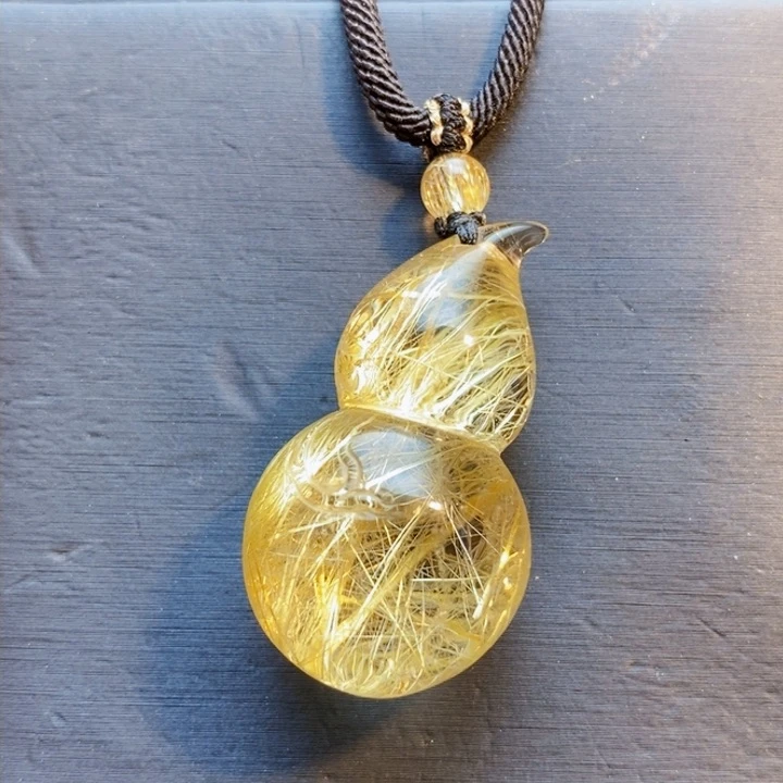 颈饰未镶嵌发晶天然金发晶满发晶葫芦吊坠