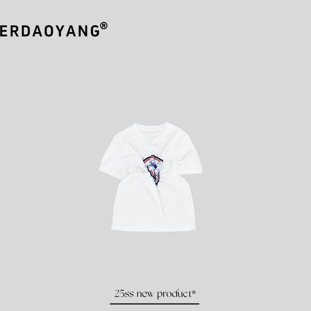 ERDAOYANG "博罗依" 夏季新款晕染图案圆领短袖DXA126