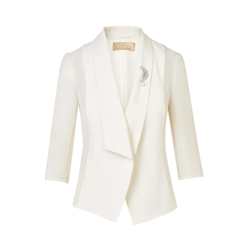 七分袖修身型青果领常规通勤西装时尚职业春季夏季气质简约