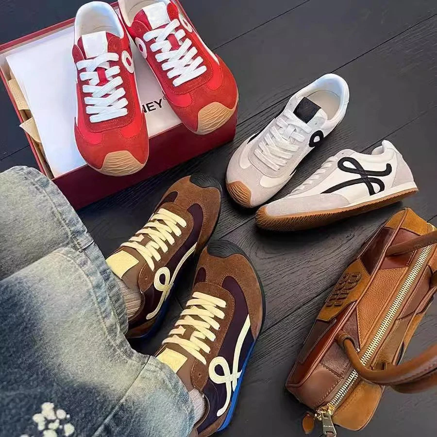 牛皮版！大头丑萌阿甘鞋女2025春复古平底运动鞋休闲鞋百搭德训鞋