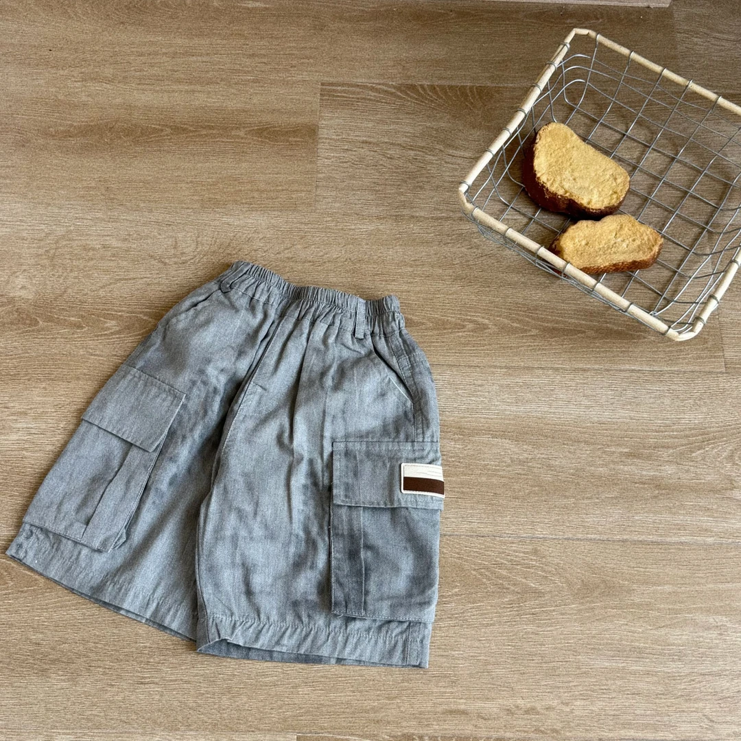 YM-77125【现货】韩版儿童扎染立体口袋短裤五分裤