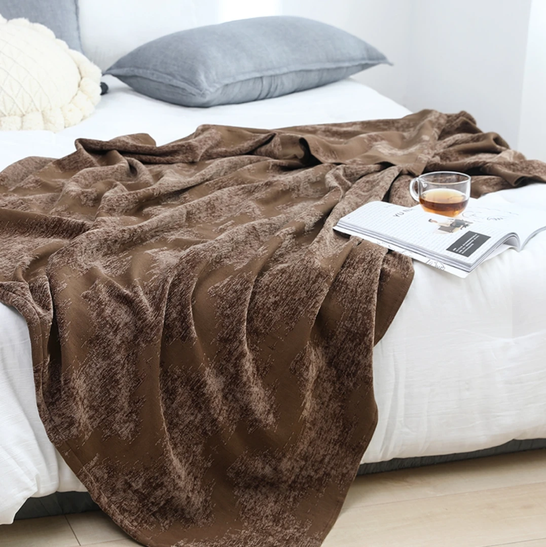 【xuenier】110*150亲肤透气纯棉沙发巾 棕