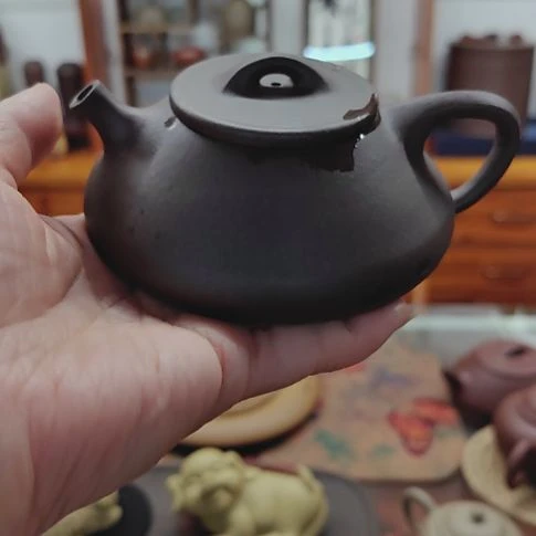 紫砂茶宠三脚石瓢壶150cc手工制作  老紫泥