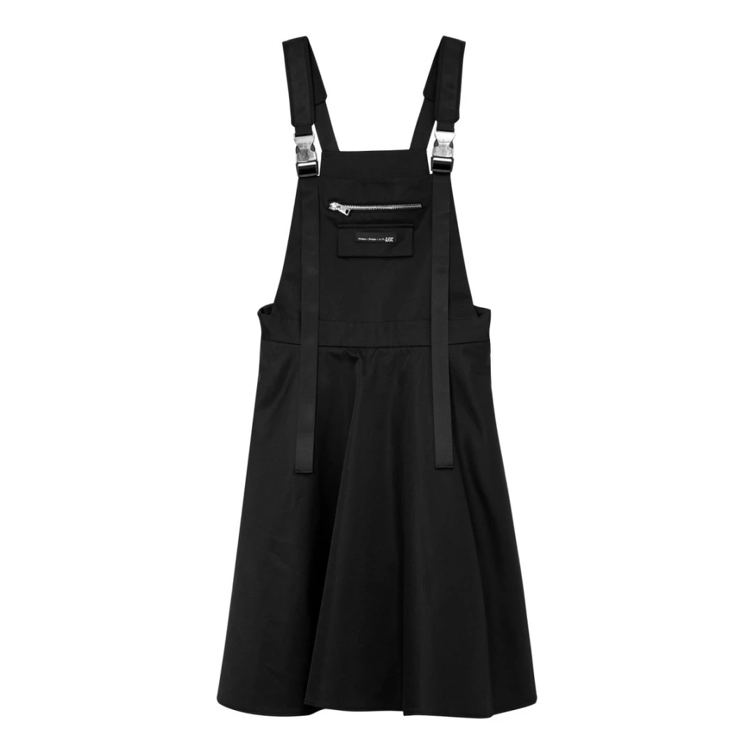 UX新款黑色背带裙女中长款宽松街头休闲时尚百搭长裙