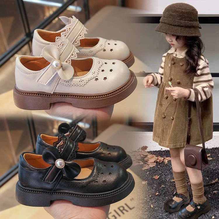 女童皮鞋儿童洋气公主镂空鞋子2025春夏新款小女孩豆豆鞋宝宝单鞋