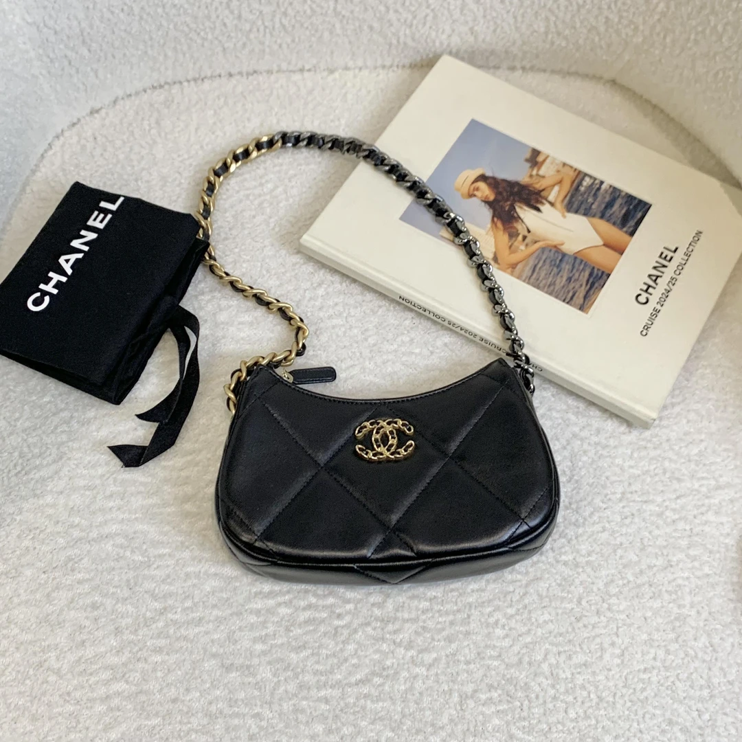 99新 Chanel/香奈儿 壹臻/24P黑金19bag hobo腋下包/18934782