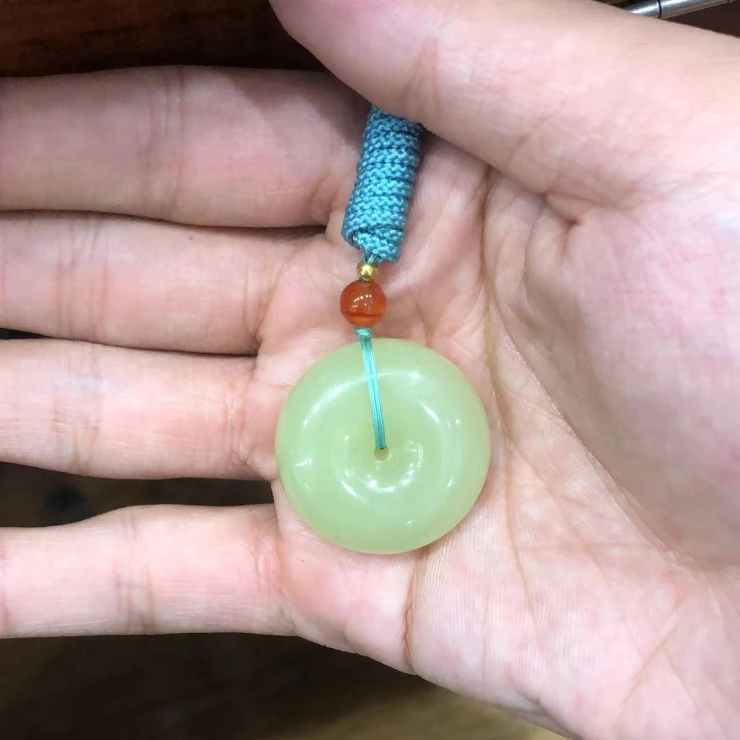 青海黄口玉平安扣男女款