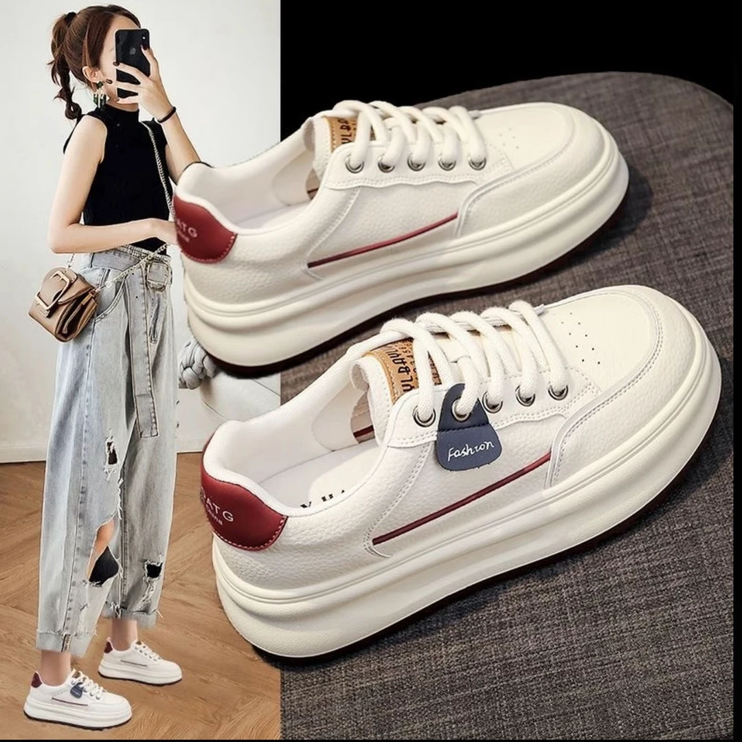 软皮厚底小白鞋女百搭学生ins潮爆款增高休闲运动板鞋533