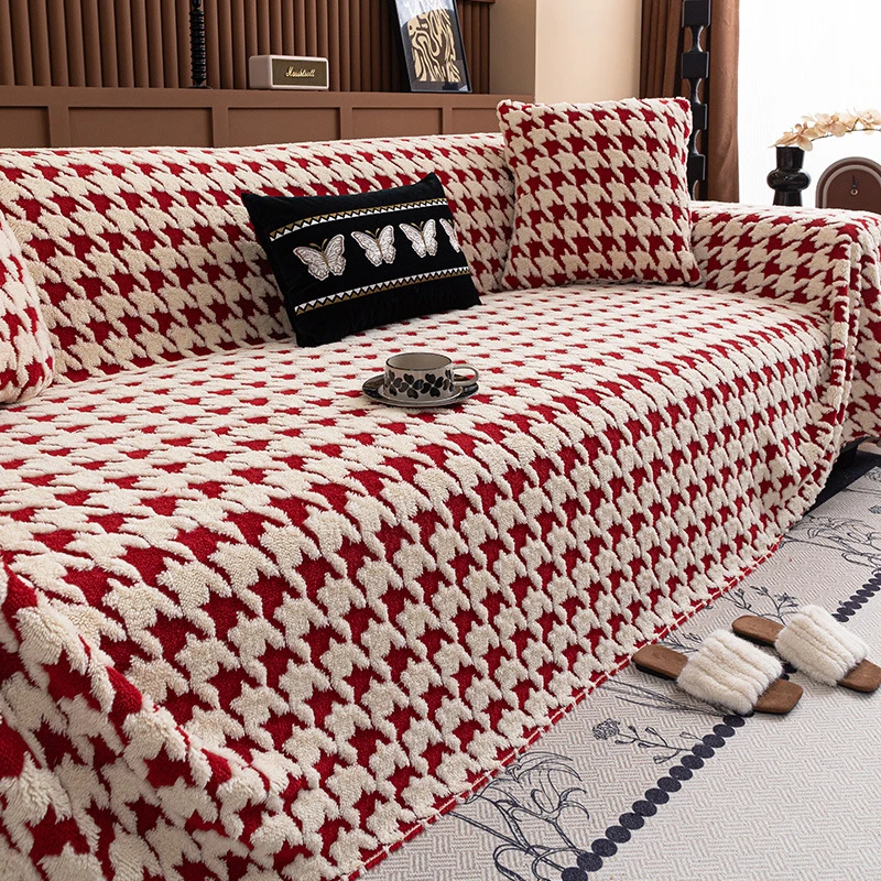 新款新年毛绒沙发巾盖布复古防滑防猫抓通用沙发垫子全包万能套罩