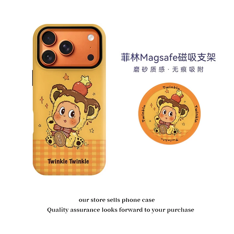 巧克力卡通仔磁吸菲林二合一苹果17/16promax手机壳iPhone15防摔