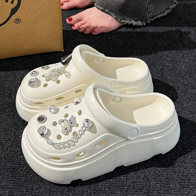 厚底矮子乐洞洞鞋女鞋夏季2025新款爆款室外防滑软底网红潮流静音