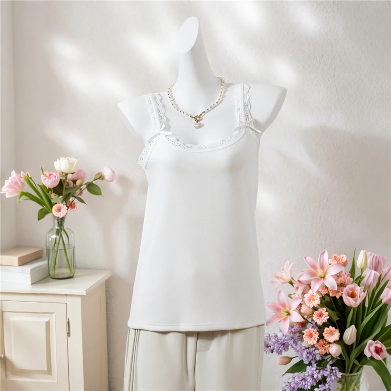 80-200斤秋冬大码德绒蕾丝花边美背吊带保暖背心女内搭打底衫女