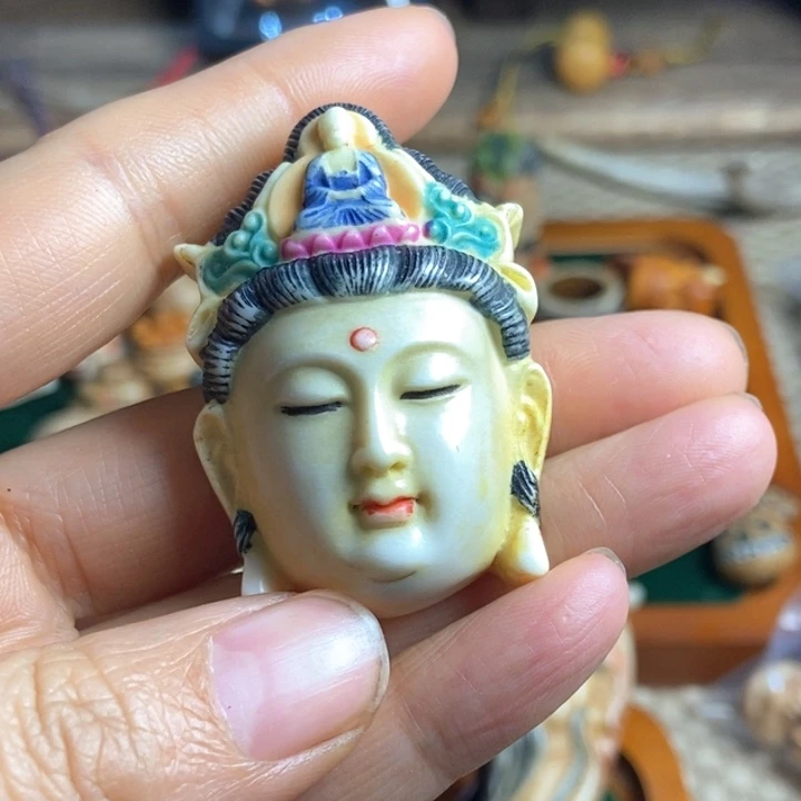 浮*配饰鹿角雕刻观音头一个