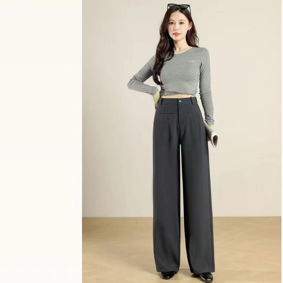 【专柜轻奢系列 】25夏新款高腰垂感高级时尚窄版阔腿西装裤2515