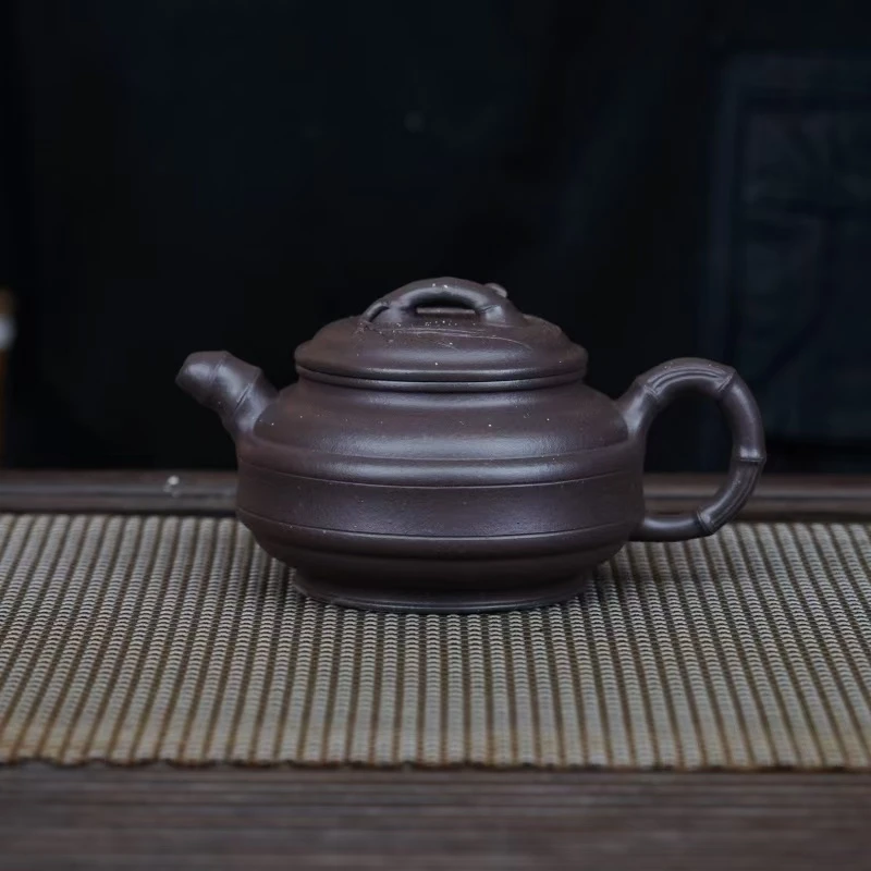 WDD天青【双线竹鼓】宜兴黄龙山原矿手工紫砂壶