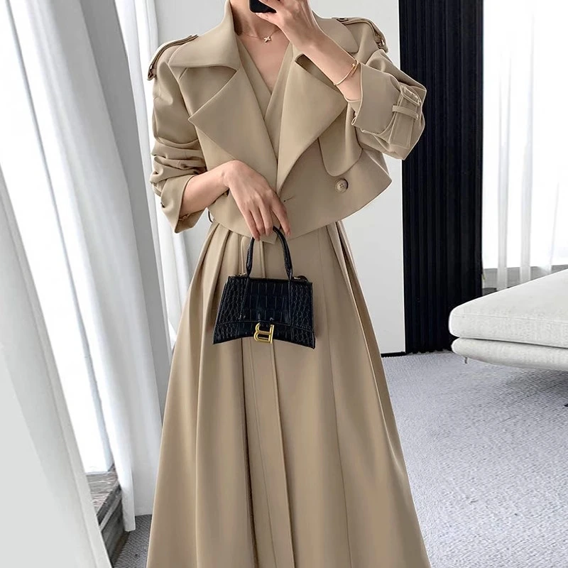 0073收腰显瘦女神范连衣裙2024秋装新款高级感气质法式两件套