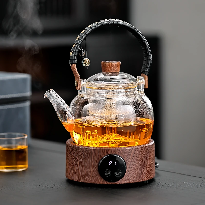 小型提梁蒸煮双用煮茶壶铝合金静音电陶炉煮茶器家用便携礼品套装