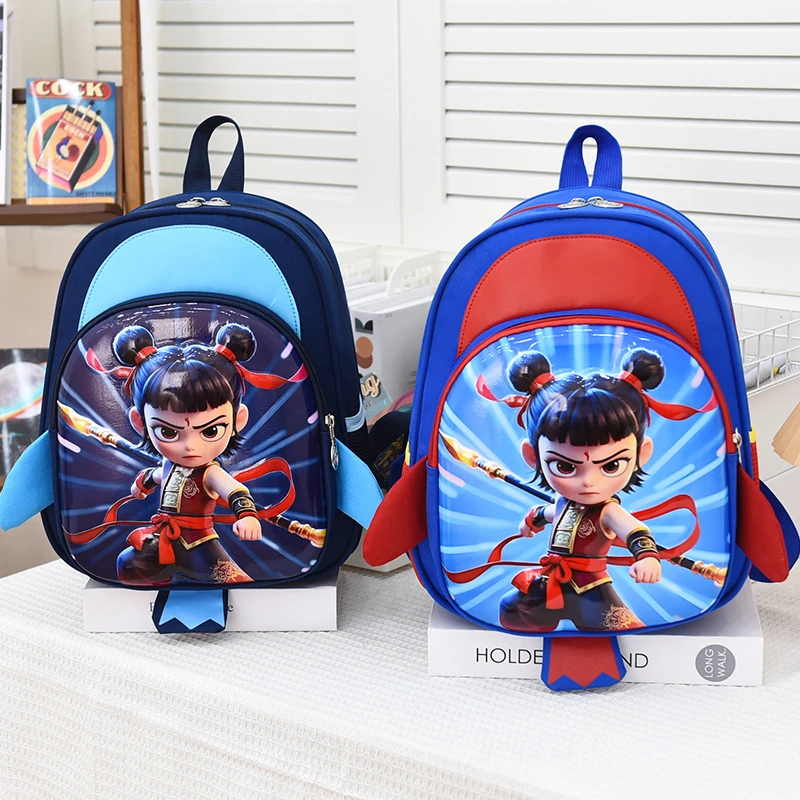 新款哪吒书包幼儿园男孩小中大班可爱卡通双肩包女童轻便防水背包