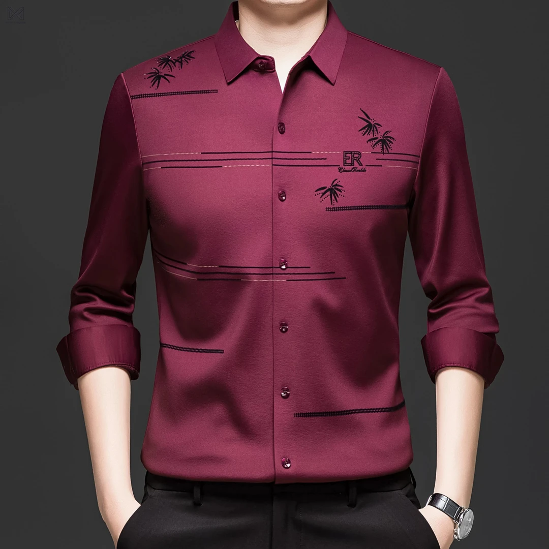 MODEK KODEK新款加绒加厚长袖保暖衬衫2025秋冬商务休闲免烫衬衣