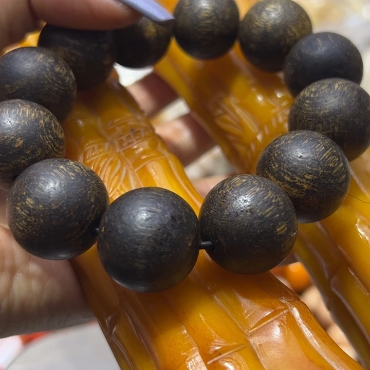 大果紫檀（缅甸花梨）孟师傅竹节镇尺一对