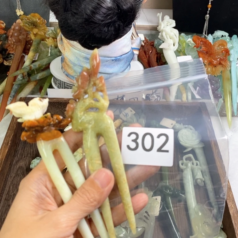 【闪购商品】岫玉发饰未镶嵌萧**月