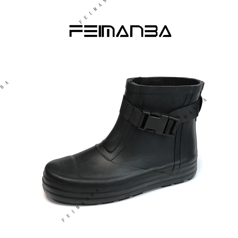 断码特价  “徒步雨靴” 非铺装路面必备 极简风黑色橡胶雨靴女