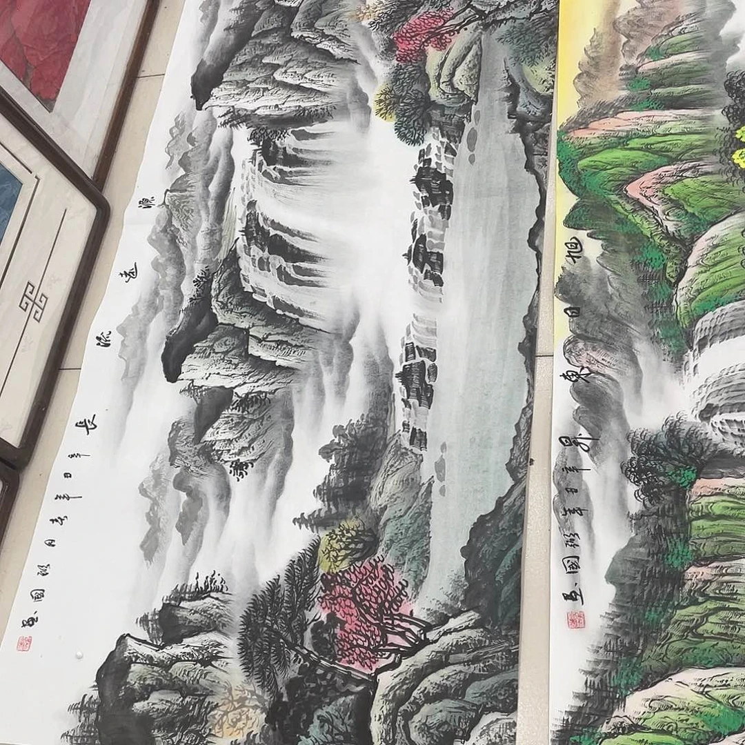 国画纯手绘山水花鸟