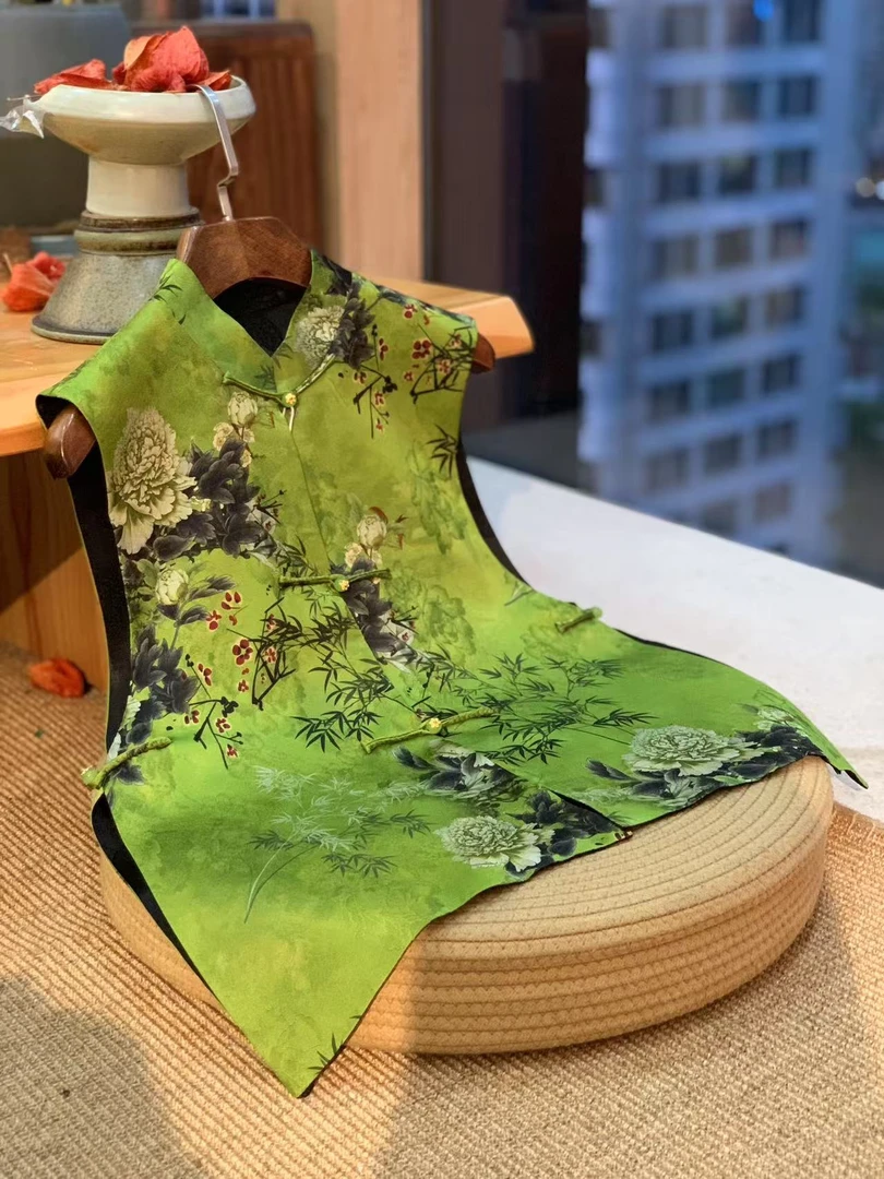 聆夏质造【富贵世家】国风新中式非遗香云纱古雅东方美学立领马夹