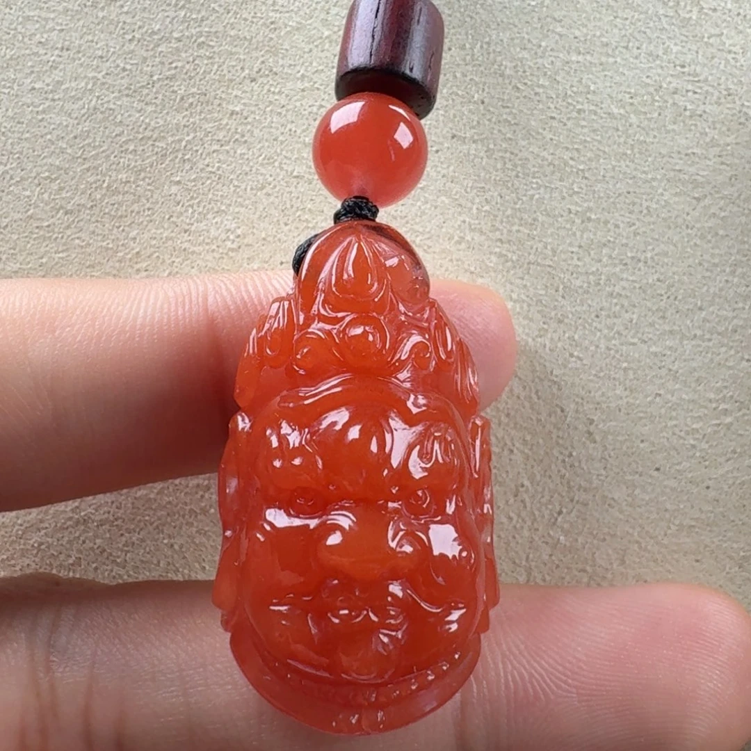 南红玛瑙未镶嵌黄财神吊坠
