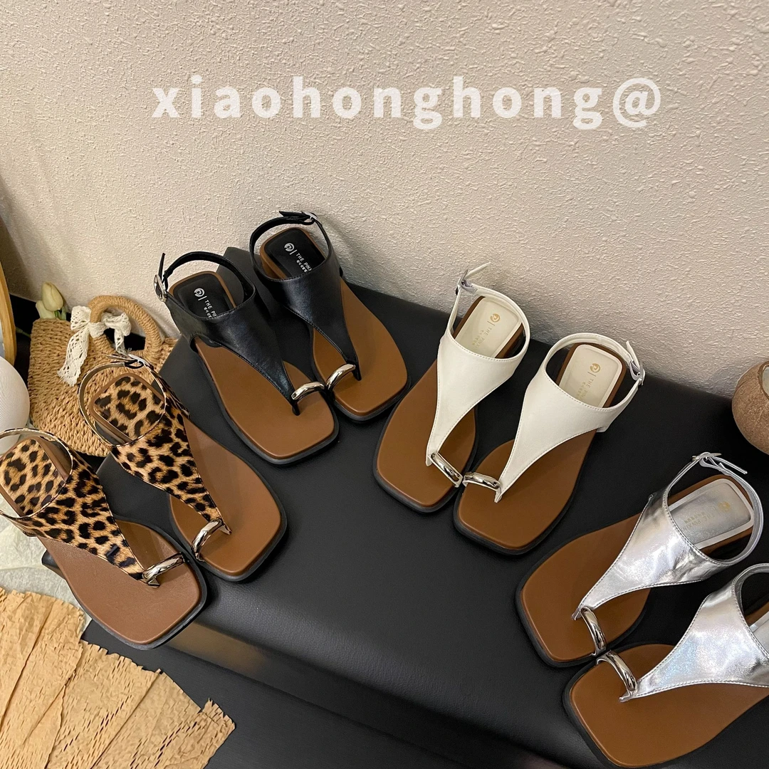 【美美】东大门2025夏季新品罗马凉鞋套趾设计4cm厚底坡跟时尚百搭