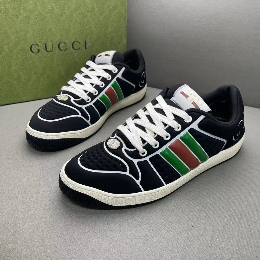 95新 GUCCI/古驰 黑色时尚百搭潮流透气尼龙面经典脏脏鞋 41码