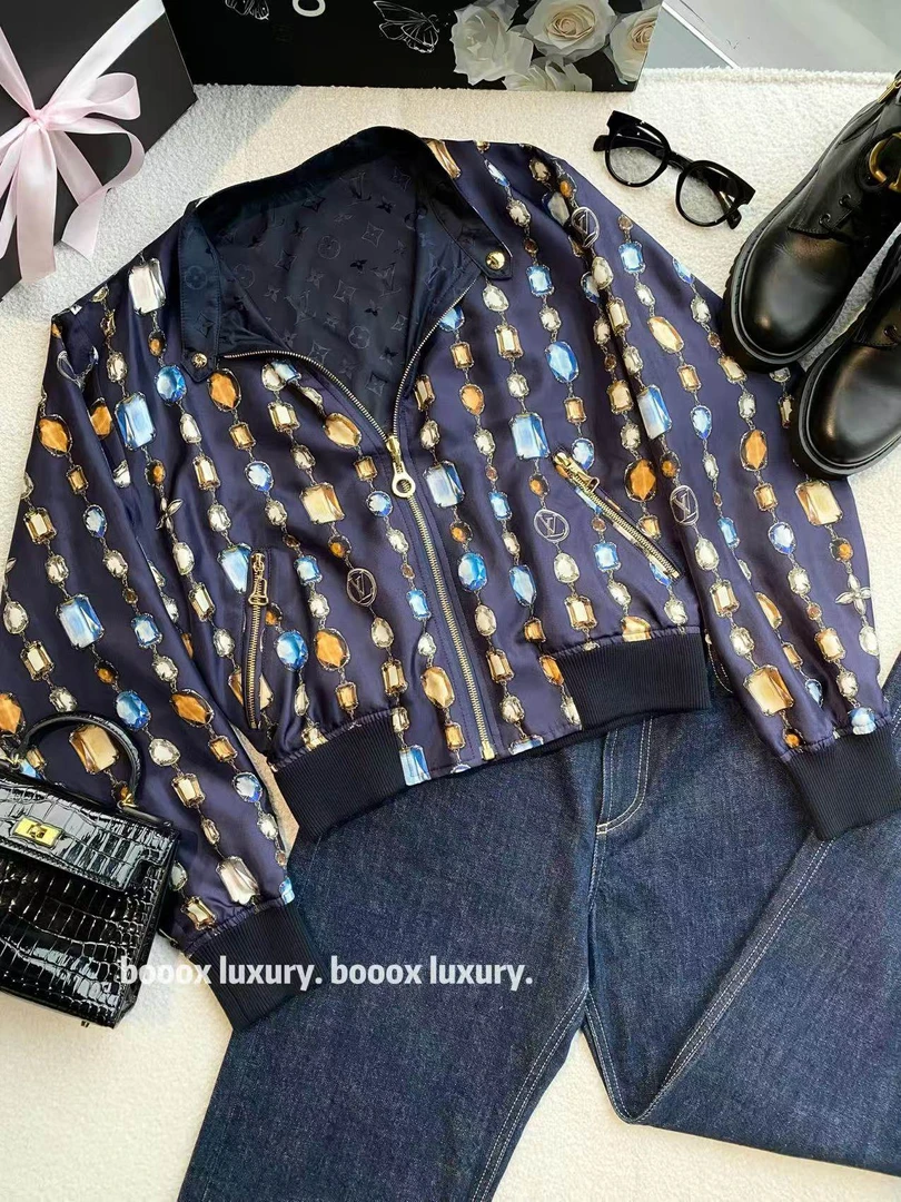 未使用 LouisVuitton/路易威登 qq926 桑蚕丝 25ss满印夹克 38码