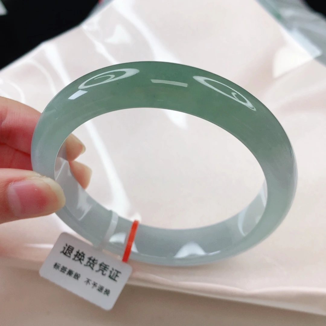 翡翠手镯未镶嵌聪*缅甸天然a货翡翠手镯56.5